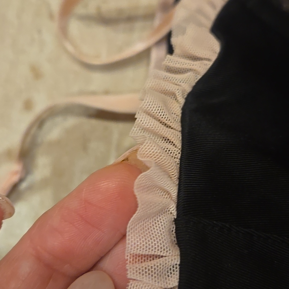 New Victoria's Secret Sheer Black/Pale Pink Frill Accent Open-Front/Tie Nightie - Picture 7 of 12